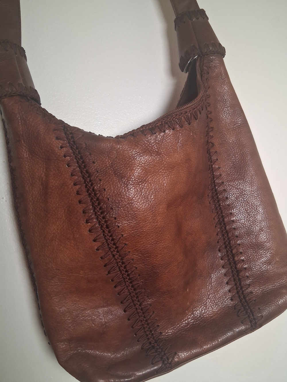 Marc Chantel Classic Brown Leather Shoulder Bag 1990's